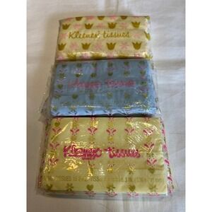 Vintage 1980s Kleenex Purse Pack Tissues Set of 3 Retro Floral Pocket Packs NEW